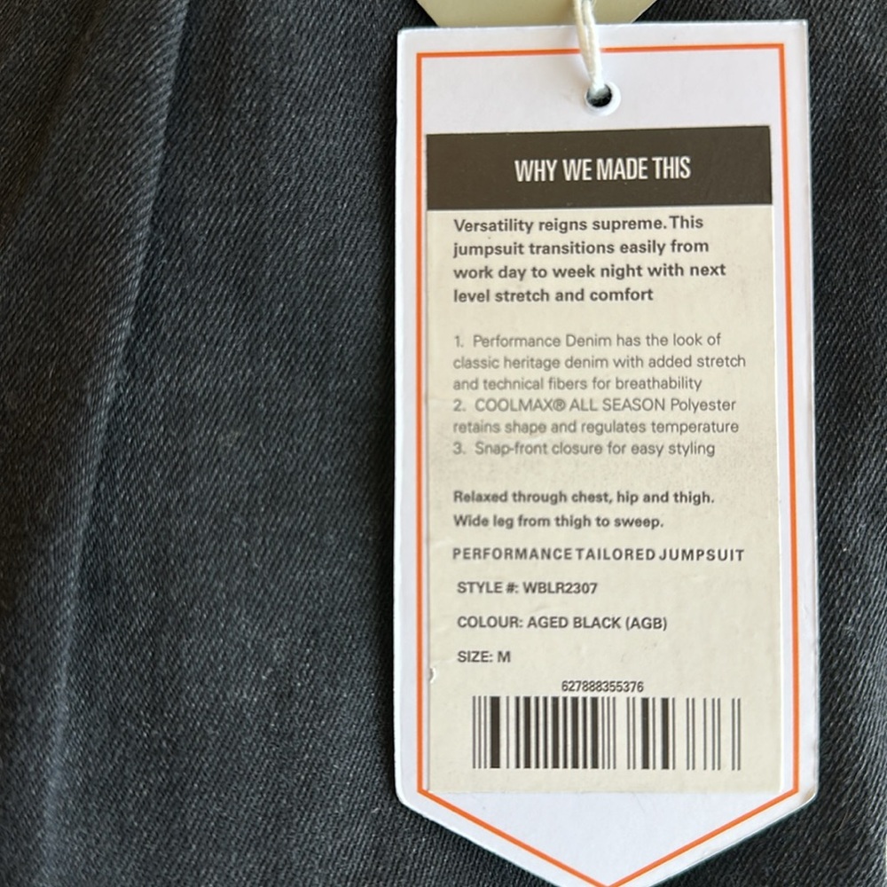NWT-DUER - Performance Denim Tailored Jumpsuit - Picture 10 of 10